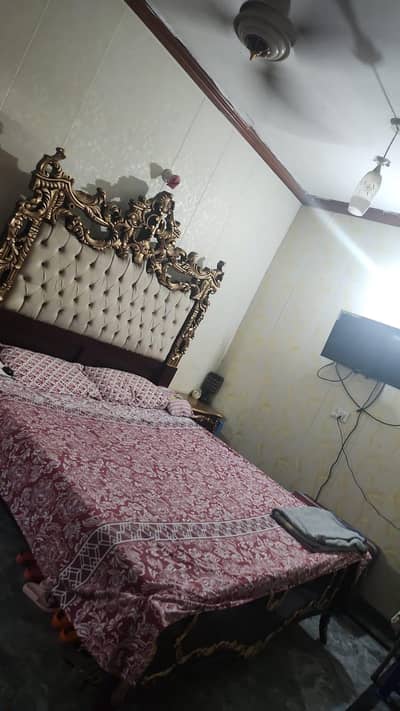 king size bed with 2 side tables - Sheesham Wood