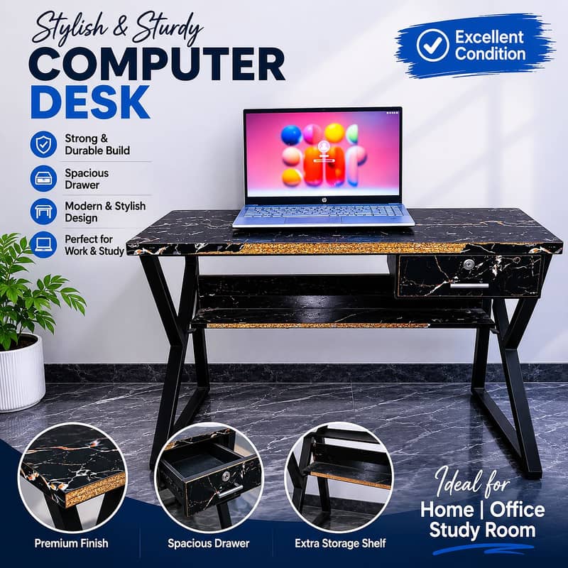 Study Table / Computer Desk with Drawer – 8/10 Condition 0