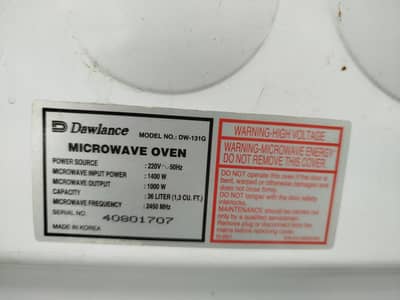 Used Dawlance Microwave Oven DW-131G
