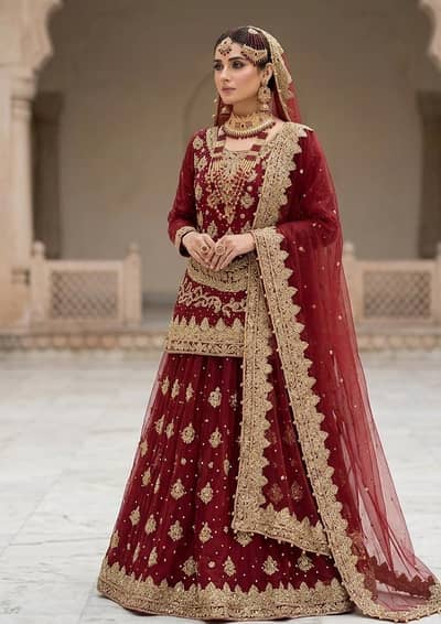 royal Maroon bridal lehenga set with complete jewellery