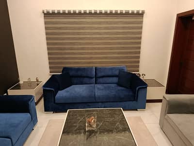 Black Sheesham Wood Sofa Set with Center & Corner Tables