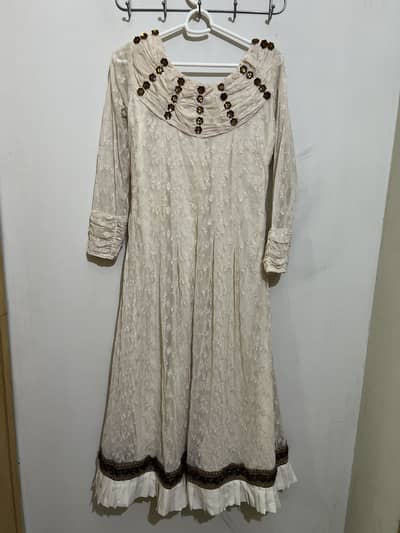Off white frock with dupatta n trouser