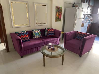 4 seater sofa set with glass round table