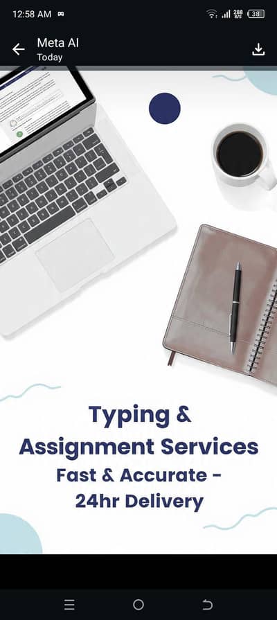 Hand written notes and assignment  Typing - 50 RS/page  fast delivery