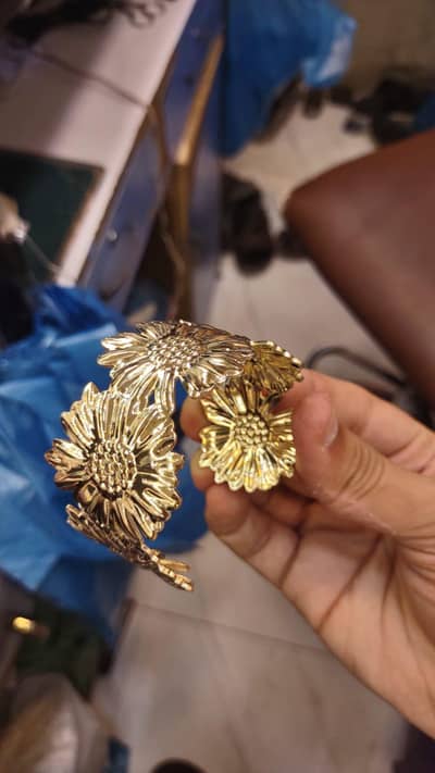 `Golden Sunflower Cuff Bracelet - Adjustable Party Wear`