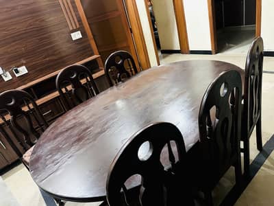 Wood Dining Table 6 Chairs Solid Wood Urgent sell