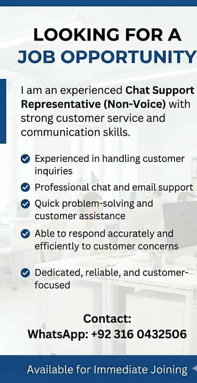 Chat Support Representative (Non-Voice)