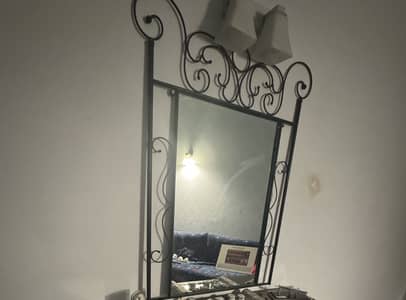 double bed (metal) with mirror