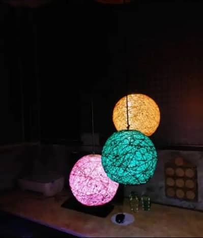 Handmade colorfull yarn-ball lamp