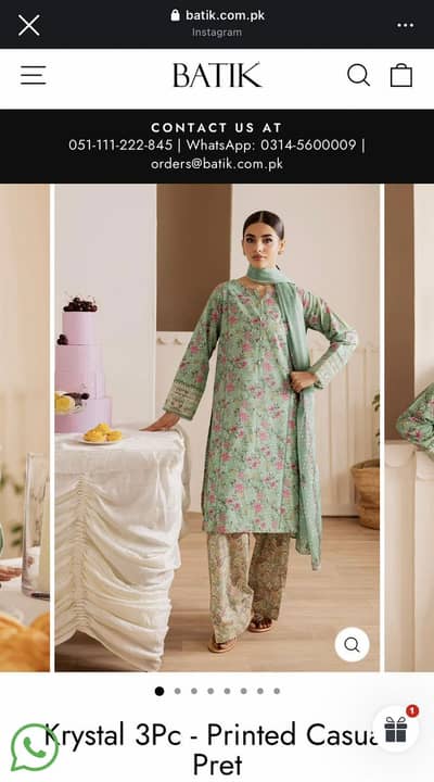 Batik 3pc lawn embroidered suit