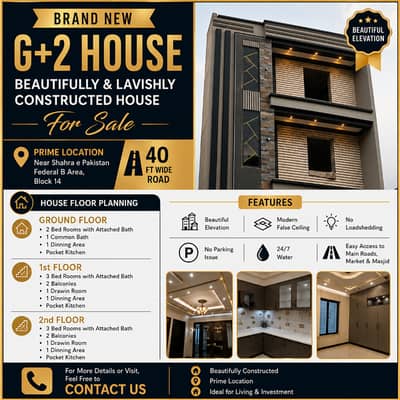 Brand New G+2 Lavish House On Wide Road Prime Location