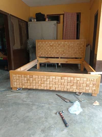 wooden double beds and dressing