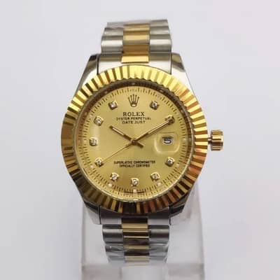 Rolex Date display Golden Stanless Steel for men