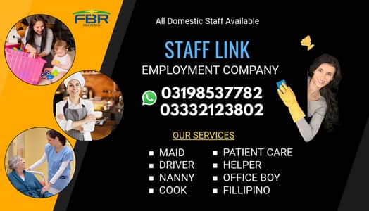 Maids Helper Baby Sitter Cook Drivers Chef Couple all Domestic staff
