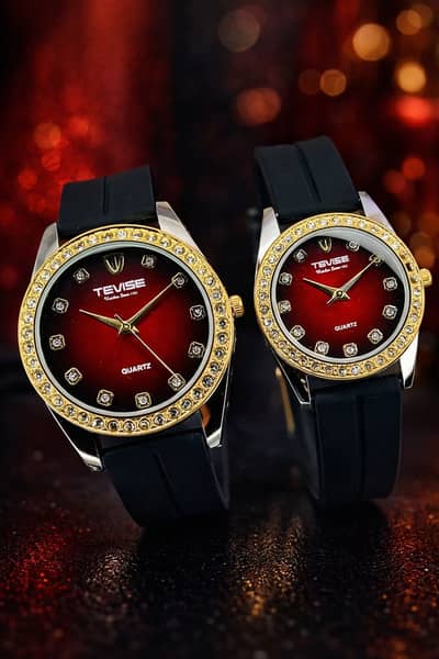Luxury Couple Magnetic Watch Set for Men & Women | Rubber Strap Wrist
