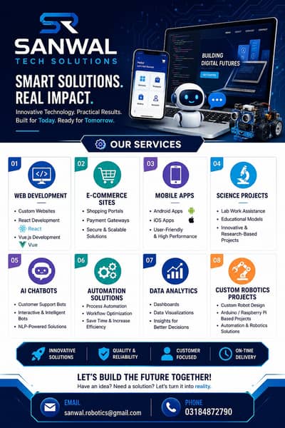 Web Development | Mobile Apps | AI Chatbots | Robotics Projects | Sanw