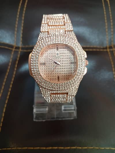 peach golden colour watch