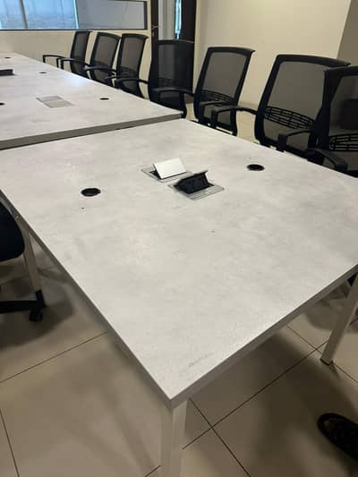 Office Workstation Tables with Glass Partitions