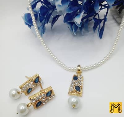Egyptian Gold Plated Kundan Necklace Set with Pearls
