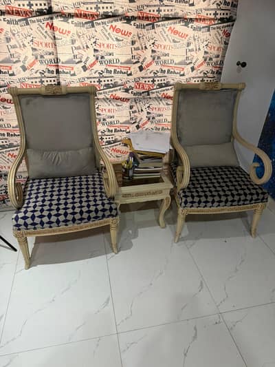 CHair with coffe table made up pure  wood