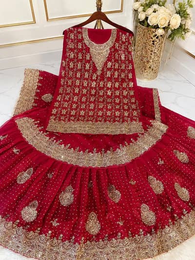 Luxury Red Bridal Lehenga / Wedding Dress for Sale