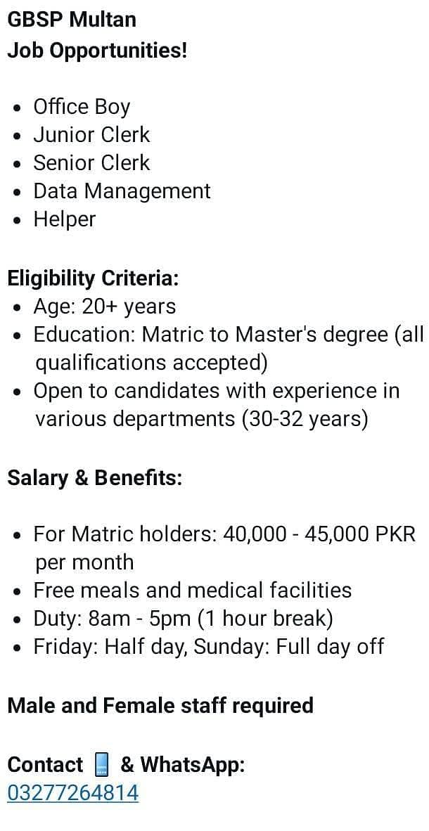 urgent staf require 0