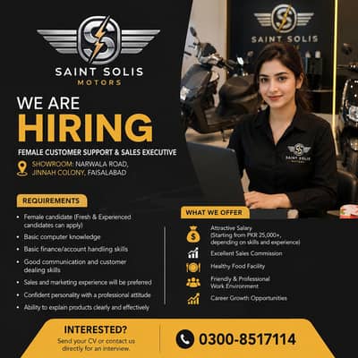 Female Customer Support & Sales Executive
