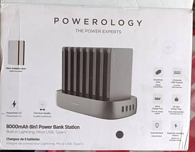 Powerology 8000mAh 8-in-1 Power Bank Station – New