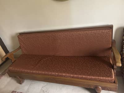 Wooden Sofa Cum Bed – Extendable & Convertible | Good Condition