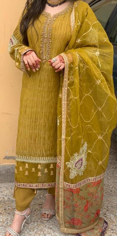 Elegant Embroidered 3 Piece Suit - Party Wear | Like New