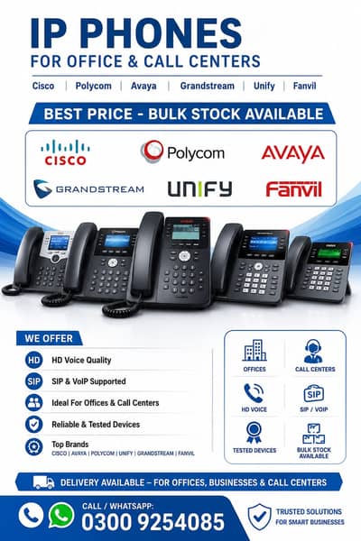 Grandstream| Cisco | Polycom | Avaya | Fanvil |  IP Phones For Sale