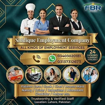House Maids / Cook / Nanny / Couple/ Baby Sitter / Drivers / Nurse