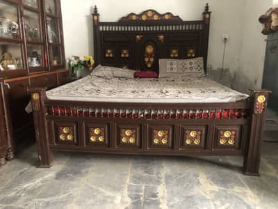 `3 Piece Wooden Bed Set + Dressing + Showcase - Rs 100000