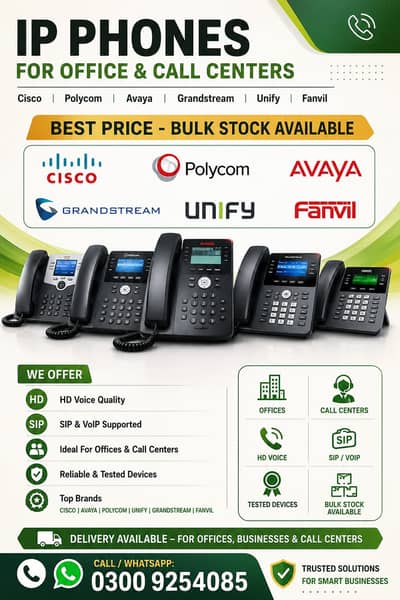 Grandstream| Cisco | Polycom | Avaya | Fanvil | IP Phones For Sale