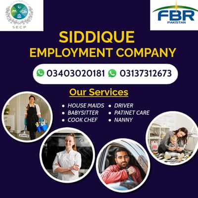 House maids, Maid, Baby Sitter, Chef, Home Cook, Patient Care, Driver