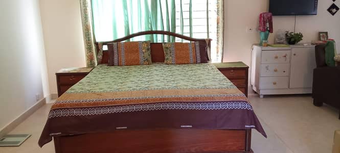 Bed with Mattress and Two Side Tables