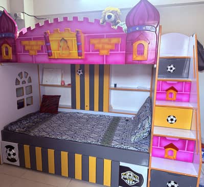 Kids bunker bed with wardrobes without mattress