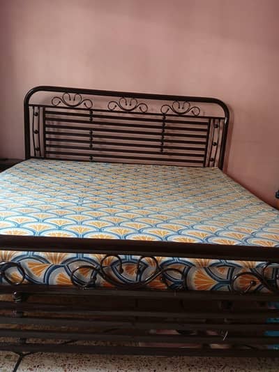 Iron King Size Bed with Mattress