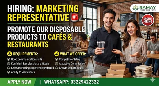 Hiring Marketing Representative for Disposable Products .