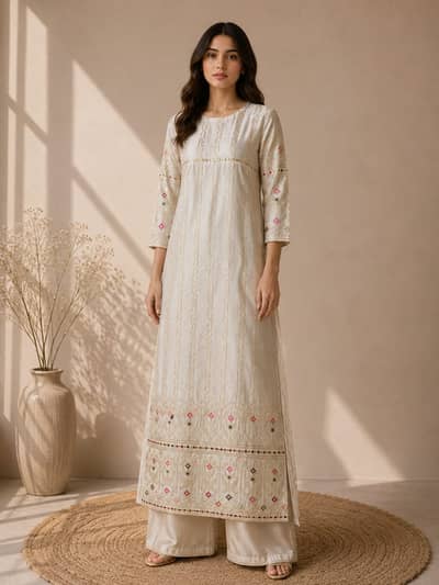 2 piece suits. Long shirt and trouser, short shirt nad shalwar