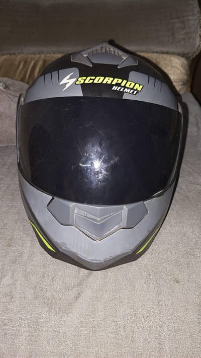 Used Scorpion Modular Flip-Up Helmet – Dual Visor (Black, Grey & Neon)