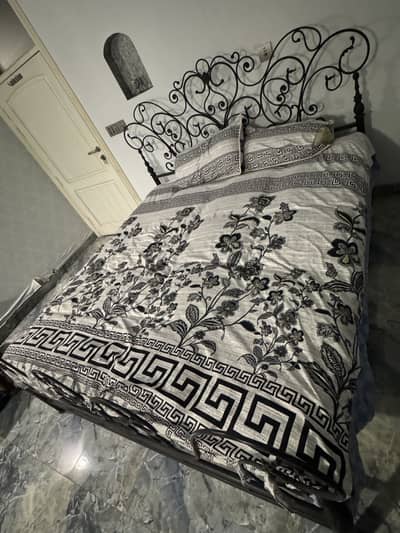 double bed (metal)  mattress included ,with matching mirror