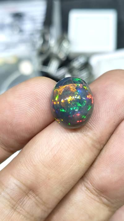 Top Quality Natural Black Opal gemstone full fire colors big size Real