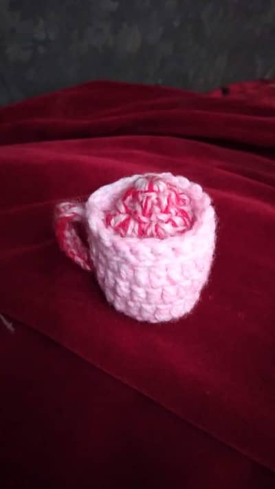Coffee  mug made with crochet Handmade fine stitching 100% guarante