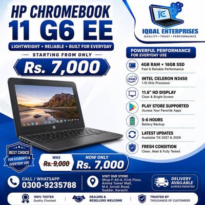 HP Chromebook G6 EE 4GB Ram HD Display