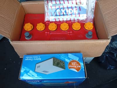 Exide battery N-100 + Simtek 20 Amp charger