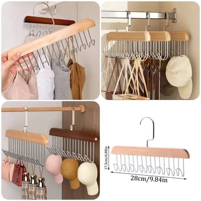 *8 Hooks Wooden Hanger , BEST FOR SMALL SPACE