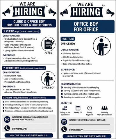 Male/Female Required as office boy  and  clerk
