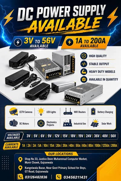  DC Power Supply 3V to 56V | 1A to 200A Available