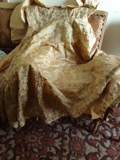 Elegant Girls Party Wear Embroidered Maxi Dress – Golden Beige